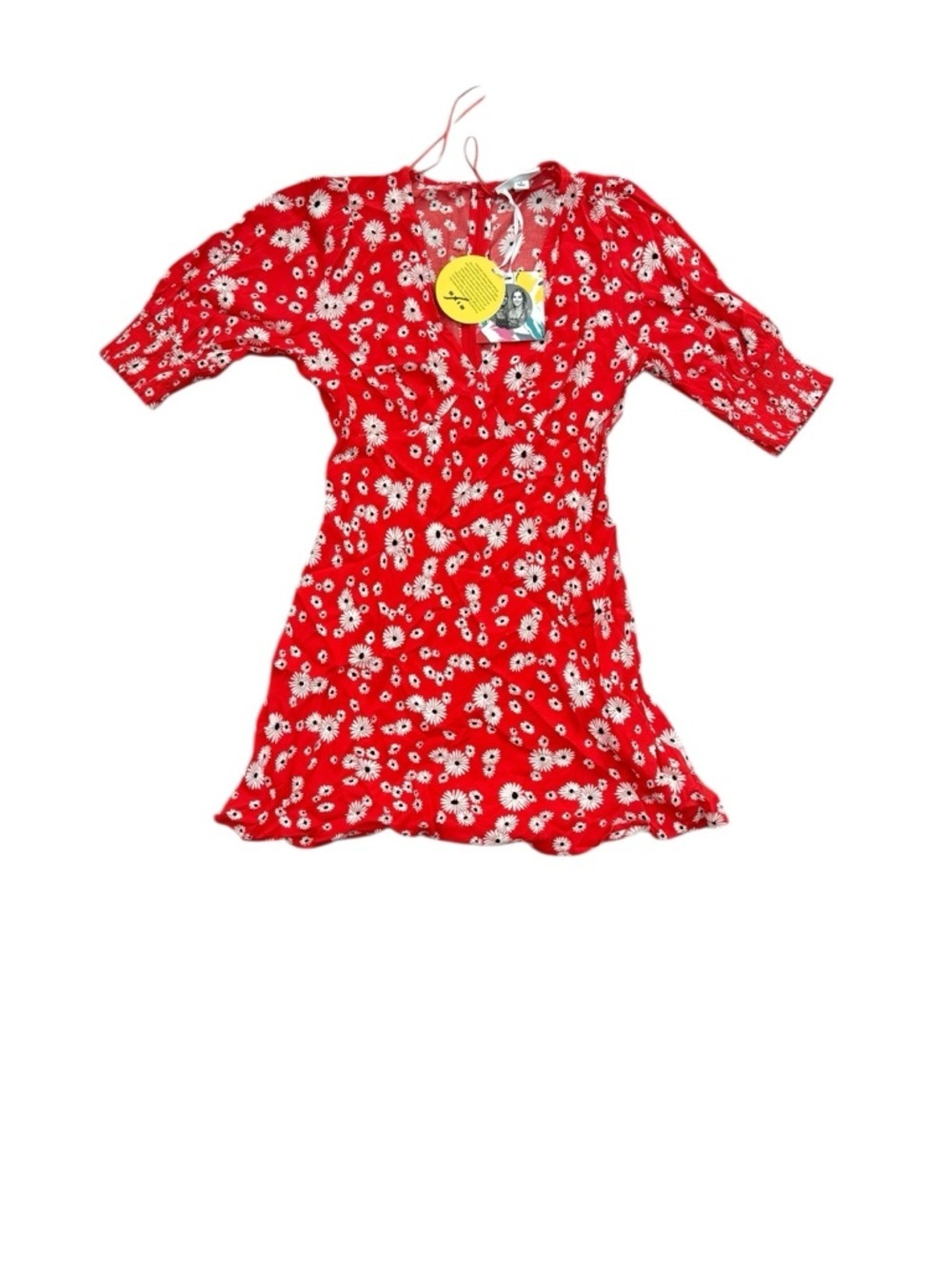 New Rixo Red Daisy Printrd Babydoll Mini Dress Size 6